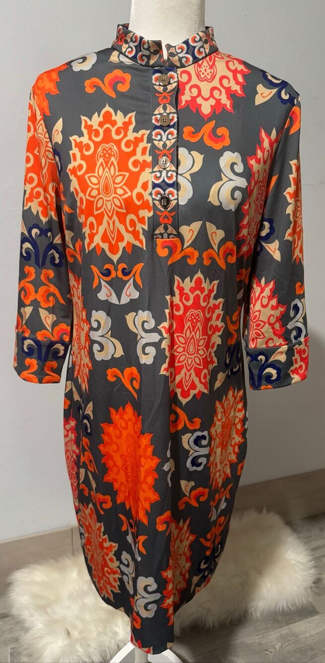 Gretchen Scott orange print dress M